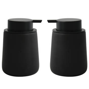 MSV Zeeppompje/dispenser Malmo - 2x - Keramiek - zwart - 8,5 x 12 cm - 300 ml - Zeeppompjes