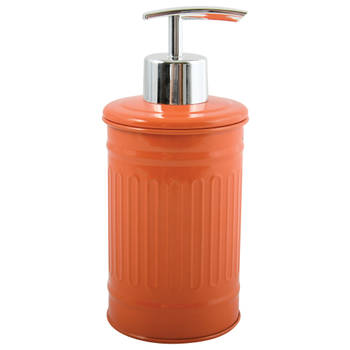 MSV Zeeppompje/dispenser - Industrial - metaal - oranje - 7.5 x 17 cm - 250 ml - Zeeppompjes