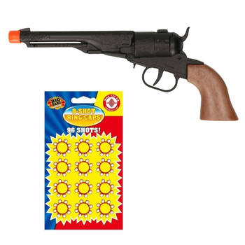 Cowboy speelgoed revolver/pistool metaal 8 schots met plaffertjes - Verkleedattributen