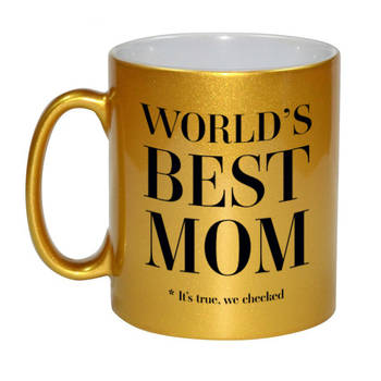 Gouden Worlds best mom cadeau koffiemok / theebeker 330 ml - Cadeau mokken - feest mokken
