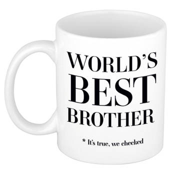 Worlds best brother cadeau koffiemok / theebeker wit 330 ml - Cadeau mokken - feest mokken