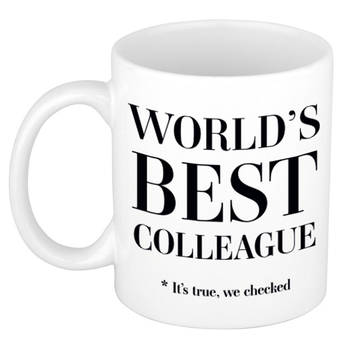 Worlds best colleague cadeau koffiemok / theebeker wit 330 ml - Cadeau mokken - feest mokken