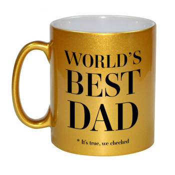 Gouden Worlds best dad cadeau koffiemok / theebeker 330 ml - Cadeau mokken - feest mokken
