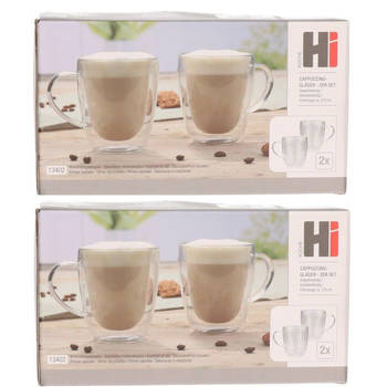 6x stuks Dubbelwandige koffie/espresso/whiskey glazen transparant 270 ml - Koffie- en theeglazen
