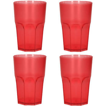 Limonade/drinkbeker kunststof - 4x - rood - 430 ml - 12 x 9 cm - Bekers