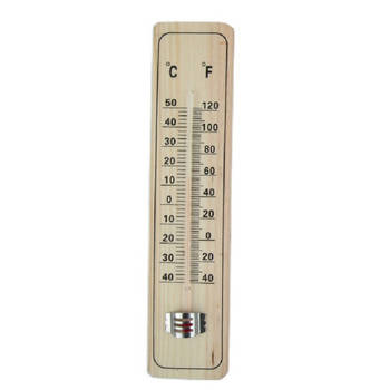 Alma garden binnen/buiten thermometer - hout 22 cm - Buitenthermometers