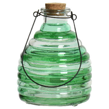 Wespenvanger/wespenval met hengsel - glas - groen - D13 x H17 cm - Ongediertevallen - Ongediertebestrijding