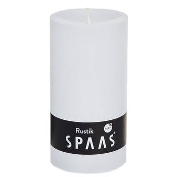 SPAAS Stompkaars - rustiek - wit - 60 branduren - D7xH13 cm - cilinder kaars - Stompkaarsen