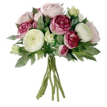 Nep planten roze Ranunculus ranonkel kunstbloemen 22 cm decoratie - Kunstbloemen