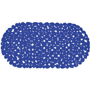 MSV Douche/bad anti-slip mat - badkamer - pvc - donkerblauw - 35 x 68 cm - Badmatjes