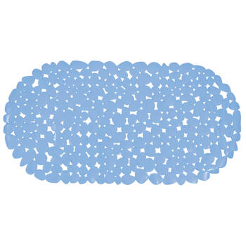 MSV Douche/bad anti-slip mat - badkamer - pvc - lichtblauw - 39 x 99 cm - Badmatjes