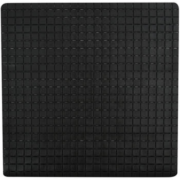 MSV Douche/bad anti-slip mat badkamer - rubber - zwart - 54 x 54 cm - Badmatjes