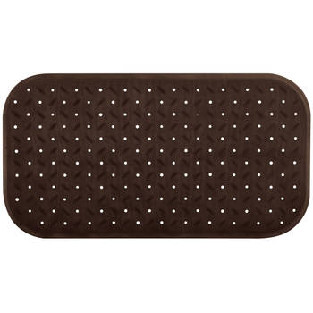 MSV Douche/bad anti-slip mat badkamer - rubber - bruin - 36 x 76 cm - Badmatjes