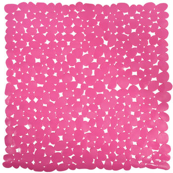 MSV Douche/bad anti-slip mat - badkamer - pvc - fuchsia roze - 53 x 53 cm - Badmatjes