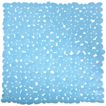 MSV Douche/bad anti-slip mat - badkamer - pvc - lichtblauw - 53 x 53 cm - Badmatjes