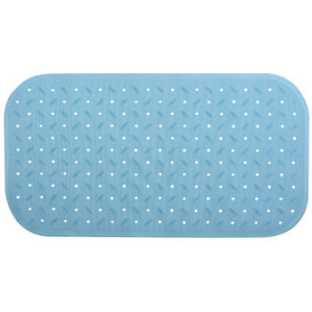 MSV Douche/bad anti-slip mat badkamer - rubber - turquoise - 36 x 76 cm - Badmatjes