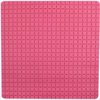 MSV Douche/bad anti-slip mat badkamer - rubber - fuchsia roze - 54 x 54 cm - Badmatjes