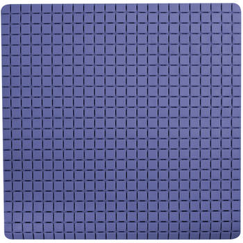 MSV Douche/bad anti-slip mat badkamer - rubber - blauw - 54 x 54 cm - Badmatjes