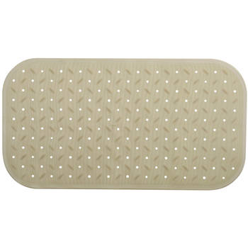 MSV Douche/bad anti-slip mat badkamer - rubber - beige - 36 x 76 cm - Badmatjes