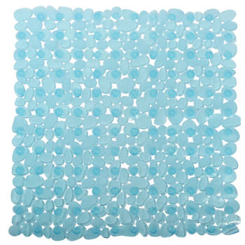 MSV Douche/bad anti-slip mat - badkamer - pvc - aqua blauw - 53 x 53 cm - Badmatjes