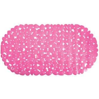 MSV Douche/bad anti-slip mat - badkamer - pvc - fuchsia roze - 35 x 68 cm - Badmatjes