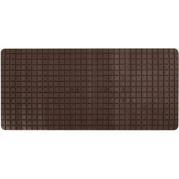 MSV Douche/bad anti-slip mat badkamer - rubber - bruin - 76 x 36 cm - Badmatjes