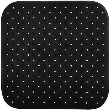 MSV Douche/bad anti-slip mat badkamer - rubber - zwart - 54 x 54 cm - Badmatjes