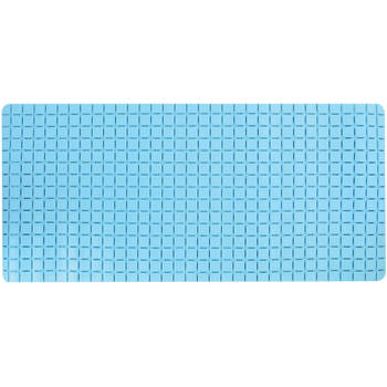 MSV Douche/bad anti-slip mat badkamer - rubber - lichtblauw - 76 x 36 cm - Badmatjes