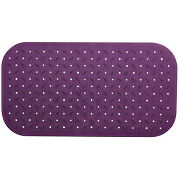 MSV Douche/bad anti-slip mat badkamer - rubber - paars - 36 x 76 cm - Badmatjes