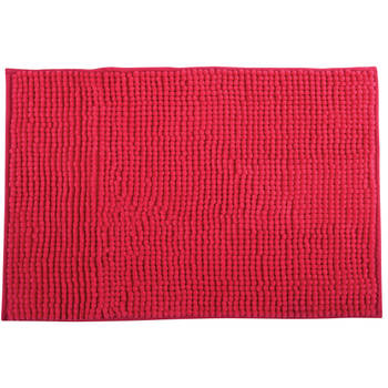 MSV Badkamerkleed/badmat voor op de vloer - fuchsia roze - 40 x 60 cm - Microvezel - Badmatjes