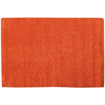 MSV Badkamerkleedje/badmat voor op de vloer - oranje - 45 x 70 cm - Badmatjes