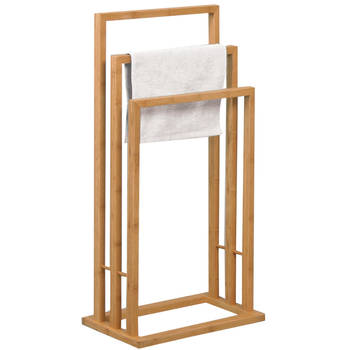 MSV Handdoeken ophangrek badkamer - bamboe hout - 42 x 24 x 82 cm - Handdoekrekken