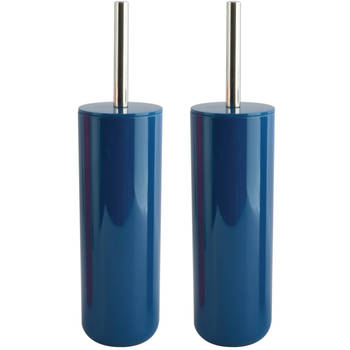 MSV Porto Toilet/wc-borstel houder - 2x - kunststof - marine blauw - 38 cm - Toiletborstels
