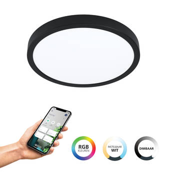 EGLO connect.z Fueva-Z Smart Opbouwlamp - Ø 28,5 cm - Zwart/Wit - Instelbaar wit licht - Dimbaar - Zigbee
