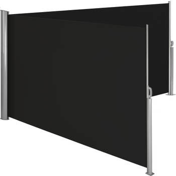 tectake® - Aluminium windscherm uitschuifbaar uitrolbaar zijluifel terrasscherm - dubbel - 180 x 600 cm - zwart