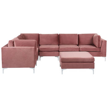 Beliani EVJA - Modulaire Sofa-Roze-Fluweel