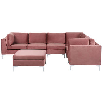 Beliani EVJA - Modulaire Sofa-Roze-Fluweel