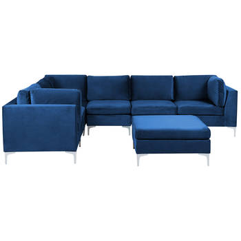 Beliani EVJA - Modulaire Sofa-Blauw-Fluweel