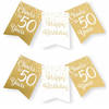 Paperdreams Verjaardag Vlaggenlijn 50 jaar - 2x - Gerecycled karton - wit/goud - 600 cm - Vlaggenlijnen