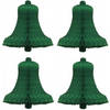 Kerstdecoratie boomversiering kerstklokjes groen 16 cm - Hangdecoratie