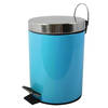 MSV Prullenbak/pedaalemmer - metaal - turquoise blauw - 3 liter - 17 x 25 cm - Badkamer/toilet - Pedaalemmers