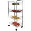 MSV Keuken/badkamer trolleyA - rvs metaal - zilver - met wielen - 38 x 35 x 78 cm - Opberg trolley