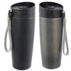 2x stuks RVS isoleer/warmhoudbekers zwart en grijs kleur 380 ml - Thermosbeker