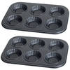 2x stuks muffins en cupcakes bakken bakvorm/bakblik 26 x 19 cm - voor 6x stuks - Muffinvormen / cupcakevormen