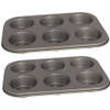 2x stuks muffins en cupcakes bakken bakvorm/bakblik 26 x 18 cm - voor 6x stuks - Muffinvormen / cupcakevormen