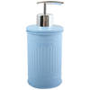 MSV Zeeppompje/dispenser - Industrial - metaal - pastel blauw - 7.5 x 17 cm - 250 ml - Zeeppompjes