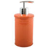 MSV Zeeppompje/dispenser - Industrial - metaal - oranje - 7.5 x 17 cm - 250 ml - Zeeppompjes