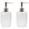 MSV Zeeppompje/dispenser - 2x - Montreal - keramiek - wit - 7 x 16 cm - 260 ml - Zeeppompjes