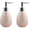 MSV Zeeppompje/dispenser - 2x - Shanghai - keramiek - rose goud - 8 x 17 cm - 260 ml - Zeeppompjes