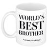 Worlds best brother cadeau koffiemok / theebeker wit 330 ml - Cadeau mokken - feest mokken